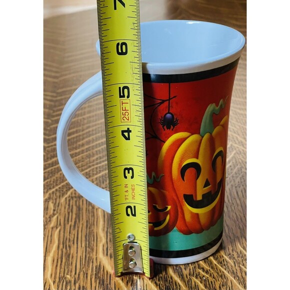 Halloween Mug Tall Coffee Tea Latte Ceramic Cup Pumpkins Witch Spiders - Picture 8 of 9